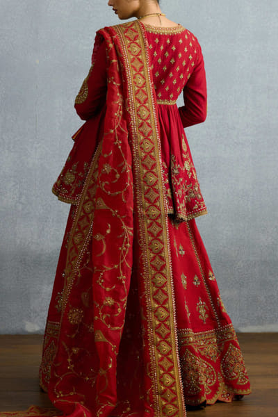 Torani Red badla embroidery lehenga set HOTNOV24D229