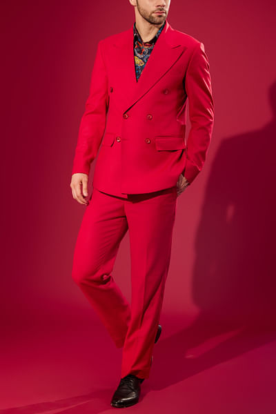 Red double breasted suit set