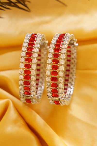 Red faux diamond and ruby stone bangles