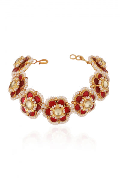 Riana Jewellery Red floral jadtar bracelet RJEJAN24004