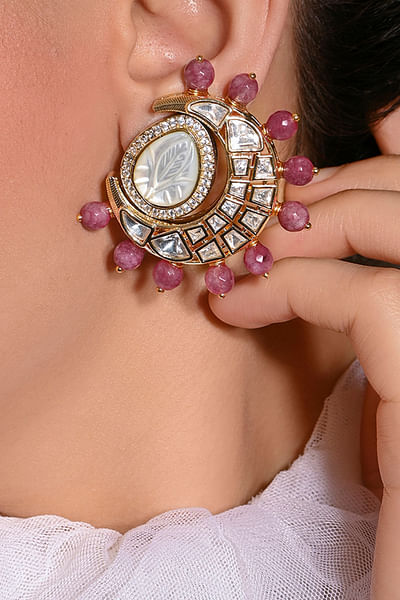 Red kundan and polki chandbalis