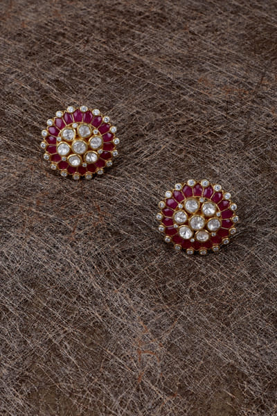 Red moissanite polki studs