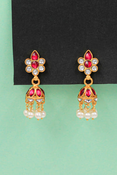 Red onyx stone jhumkas