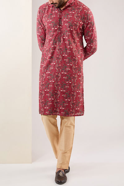 Red pichwai printed kurta set