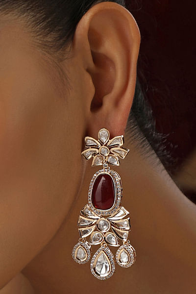 Red polki danglers