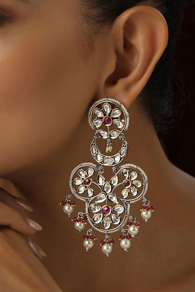 Red polki embellished danglers