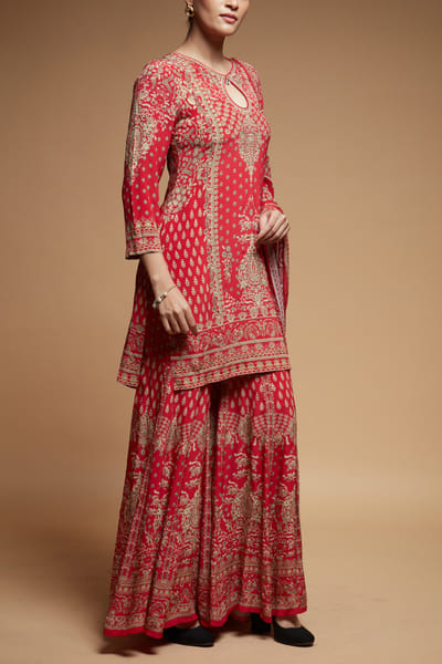 Nirraamyaa Red printed sharara set NIRJAN25D13915