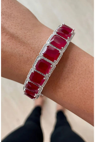 Red ruby and diamond bracelet