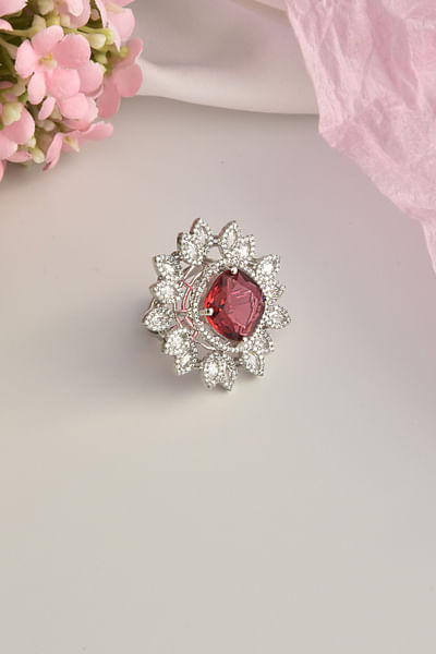 Red ruby embellished ring