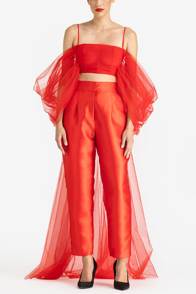 Red slim fit pants