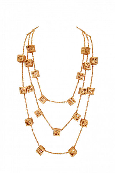 Rose gold Mughal architecture layered necklace