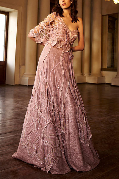 Rose pink embellished concept gown
