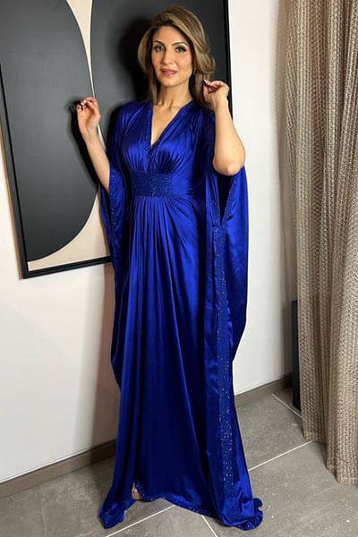 Royal blue satin kaftan