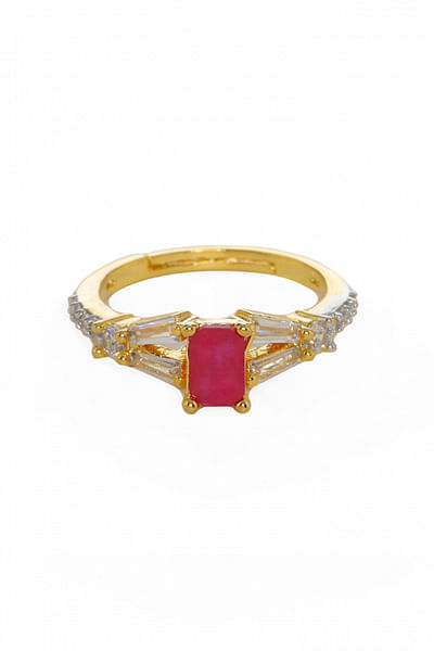 Ruby American diamond kundan ring