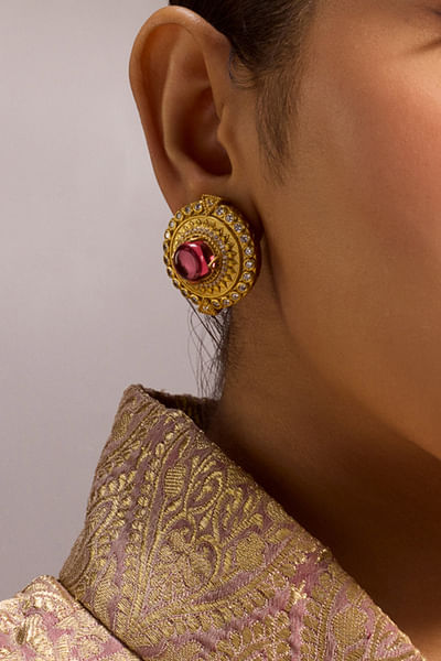 Ruby crsytal embellished studs