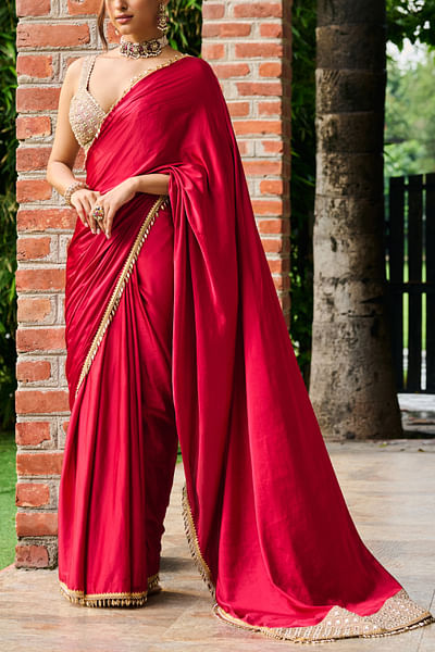 Ruby embroidered sari set