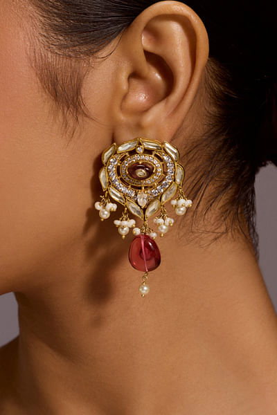Ruby emerald crystal earrings