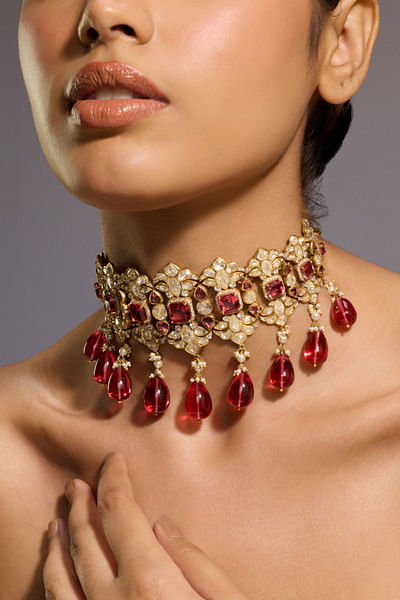Ruby Swarosvski pearl choker