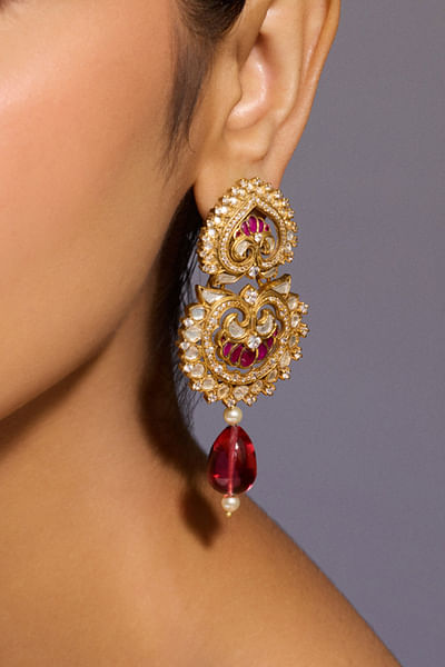 Ruby Swarovski earrings