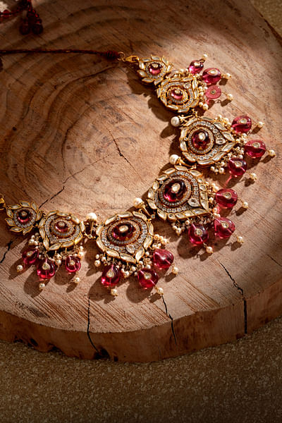 Ruby Swarovski pearls necklace