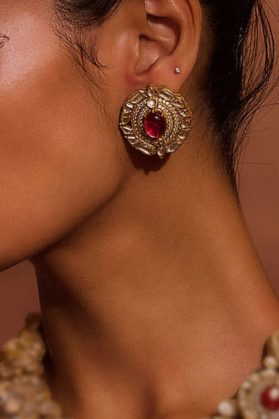 Ruby zircon crystal earrings