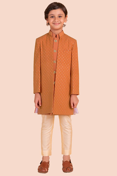 Rust orange embroidered jodhpuri set