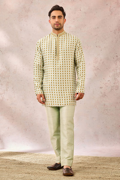 Sage green pineapple printed kurta