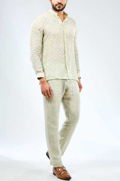 Sage green threadwork co-ords