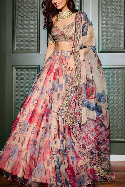 Sand floral printed lehenga set