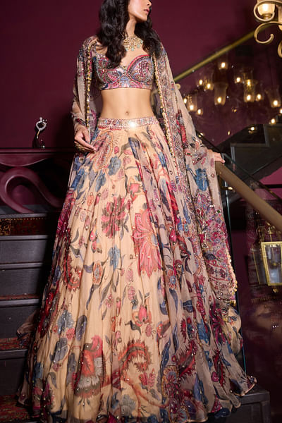 Sand sequin and mirror embroidered lehenga set