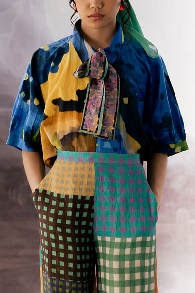Sapphire food art printed asymmetric shirt