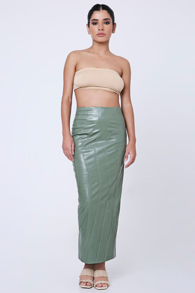 Seafoam vegan napa leather skirt