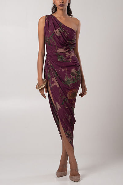 Sear artsy print draped dress