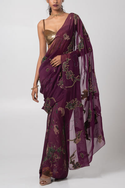 Advait Sear embroidered pre-draped sari set ADVJAN25D12589