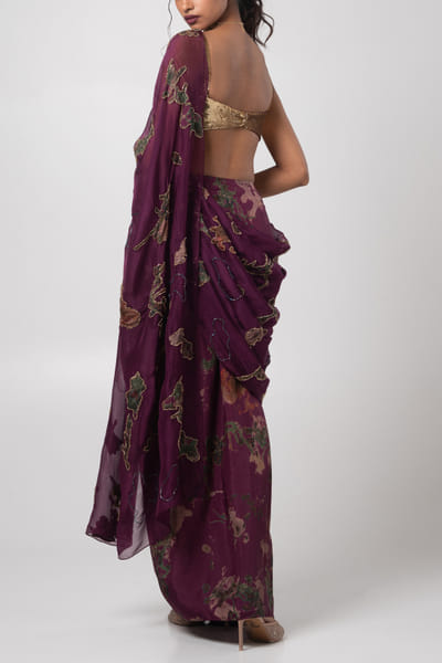Advait Sear embroidered pre-draped sari set ADVJAN25D12589