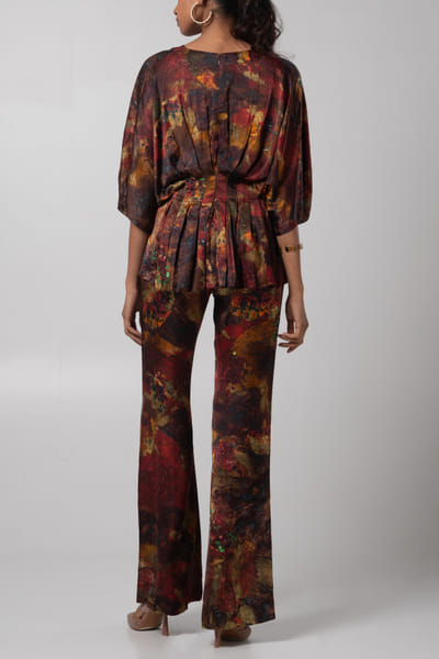 Advait Sepia linen satin printed co-ord set ADVJAN25D12593
