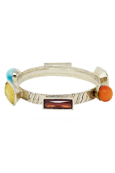 Silver and multicolour Swarovski bangle