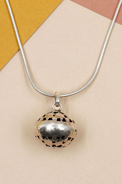 Silver carved pendant necklace