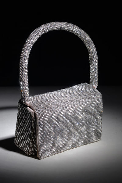Silver crystal embellished bag