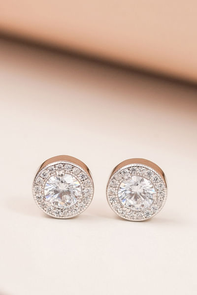 Silver cubic zirconia round studs