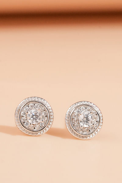 Silver embellished cubic zirconia studs