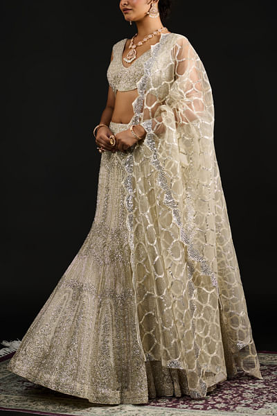 Silver embroidered lehenga set