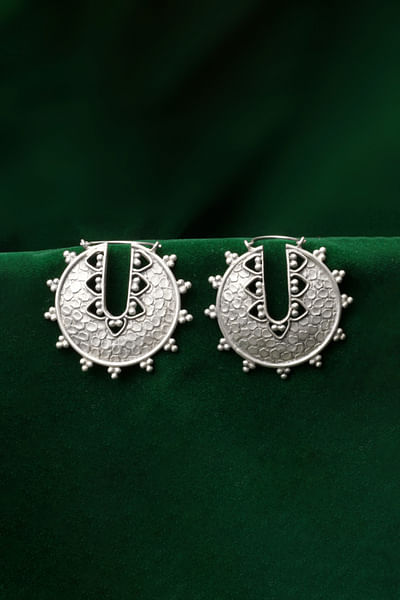 Silver engraved earrings