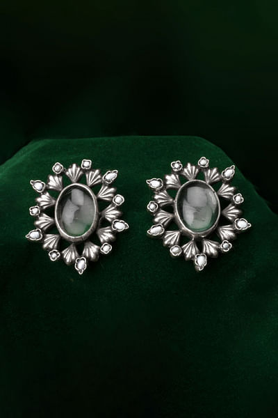 Silver filigree labradorite earrings