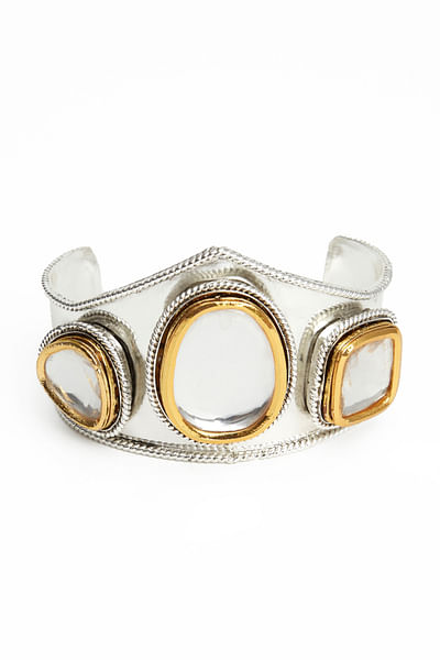 Silver glass Wonder Woman polki hand cuff