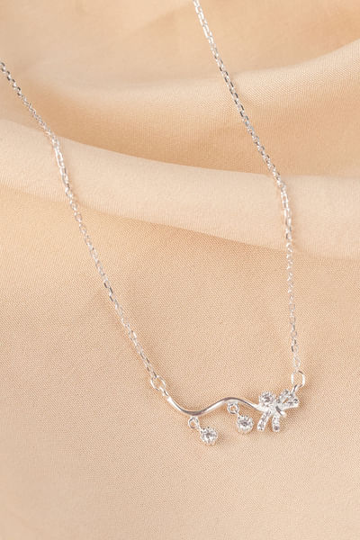 Silver knot cubic zirconia necklace