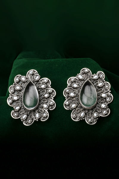 Silver labradorite earrings
