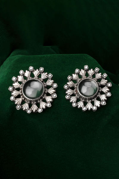 Silver labradorite embellished earrings