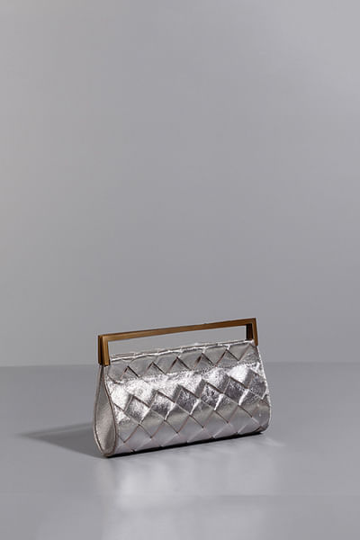 Silver leather clutch