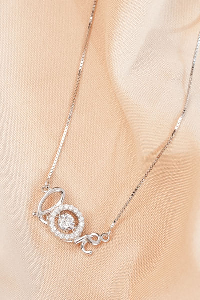 Silver love cubic zirconia necklace
